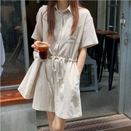 Women Cotton linen tooling jumpsuit..