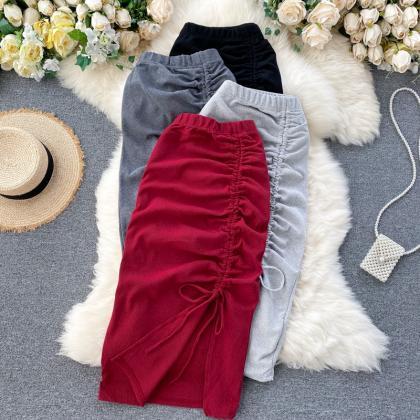  2021 New Simple women solid skirt ..
