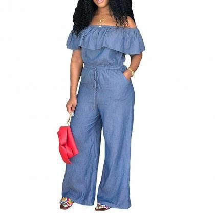 Sexy One-shoulder Rompers Ruffled Plus Size..