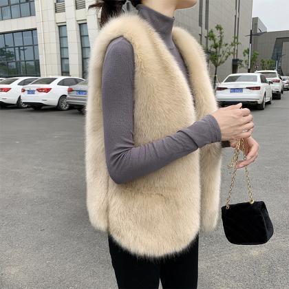  2021 autumn winter fur vest women ..