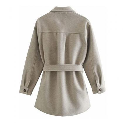 Women Slim-fit Coat Lapel Street Casual Trendy..