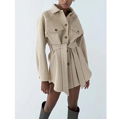 Women Slim-fit Coat Lapel Street Casual Trendy..