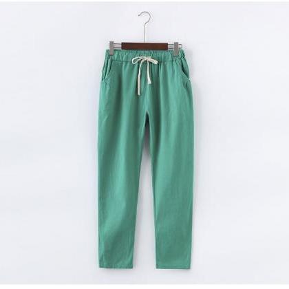 Light Cotton Linen Pants For Women Trousers Loose..