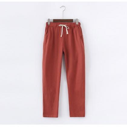 Light Cotton Linen Pants For Women Trousers Loose..