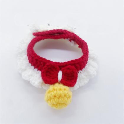 Cat collar handmade crocheted wool ..