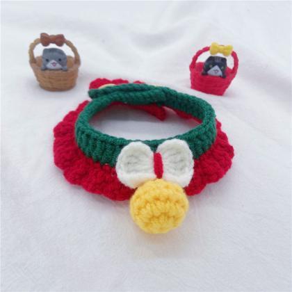 Cat collar handmade crocheted wool ..
