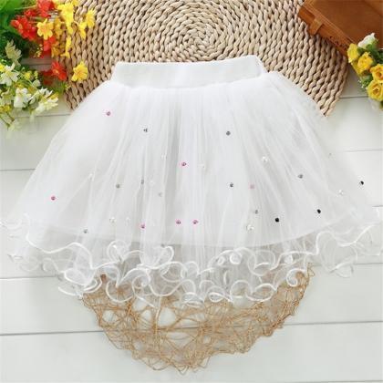 Children's new white lace all-match..