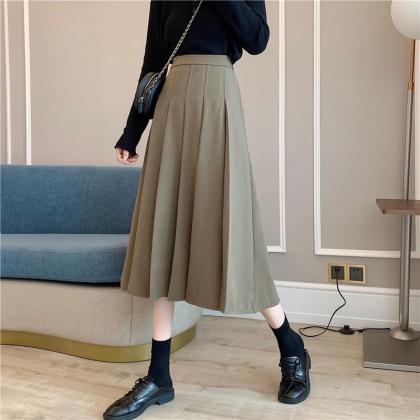 Women Midi Skirts Pleated Daily Solid Casual..