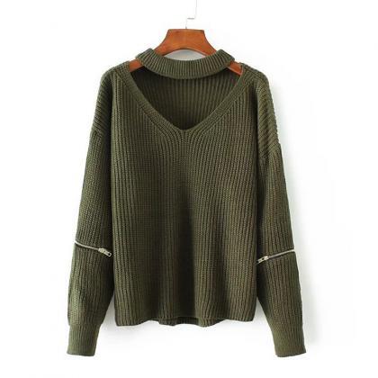Women Autumn Winter Style Solid Sweater Neckline..