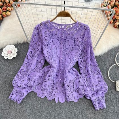 Women Spring Retro Style Round Neck..