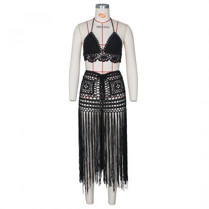 Women Solid Two Piece Set Summer Cr..