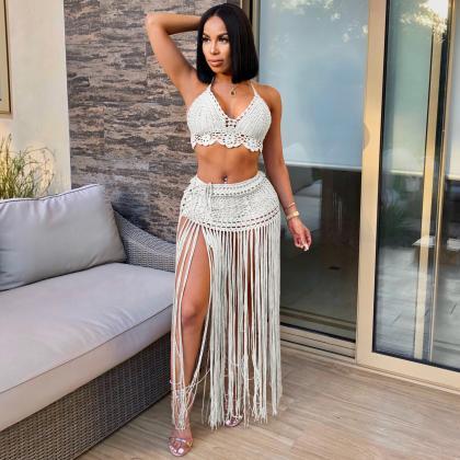 Women Solid Two Piece Set Summer Cr..