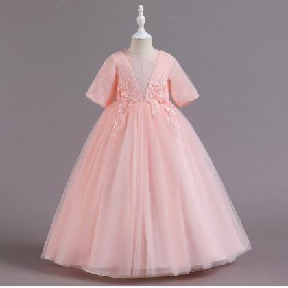 Girls DressLace Flower Bridesmaid D..
