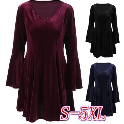 Autumn Winter Women Large dress Sol..