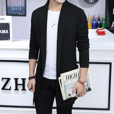 Men Sweater Coat Spring Autumn Long Sleeve Casual Slim Knitted Cardigan Jacket Outerwear black