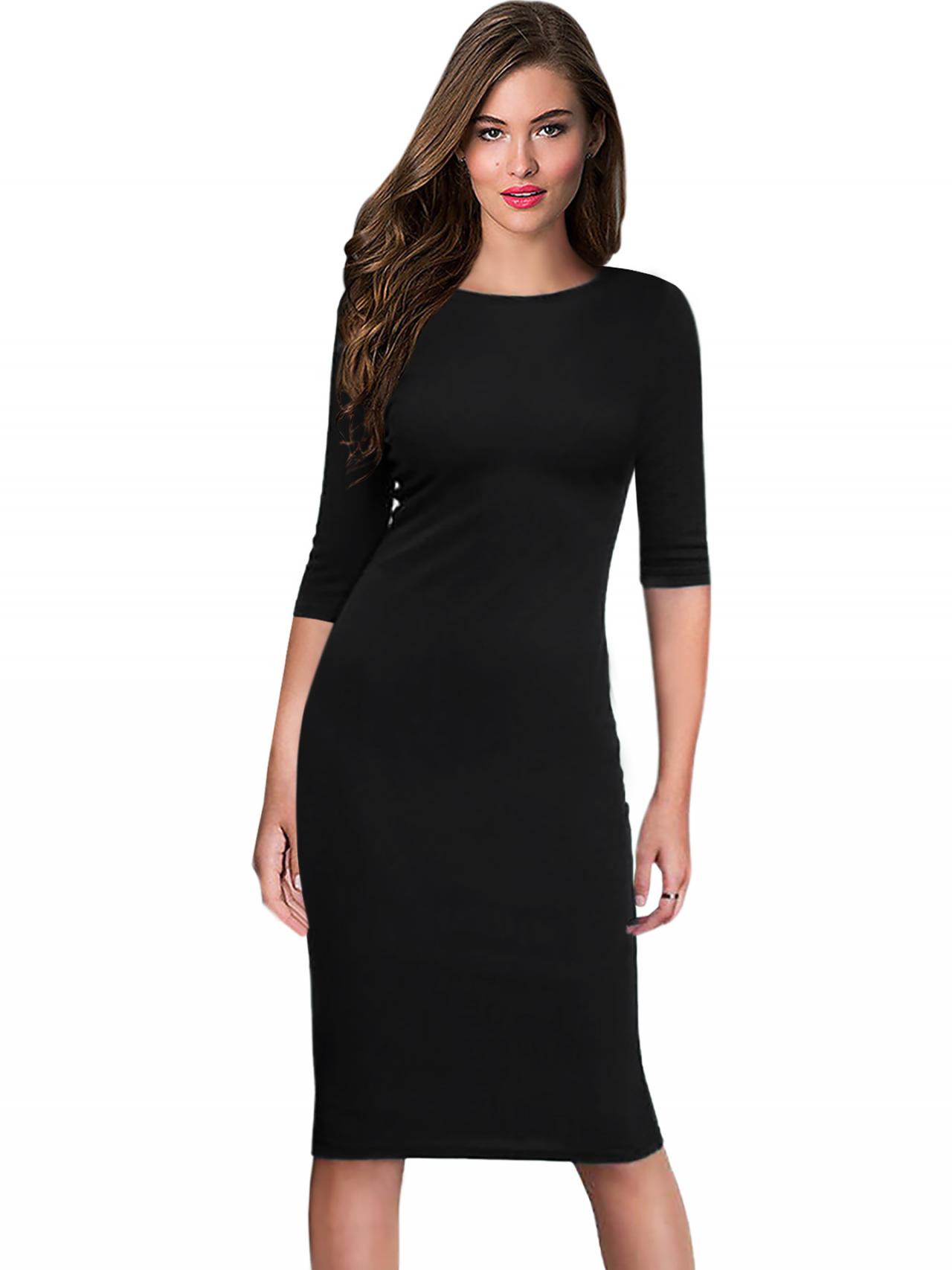 plain black dress with sleeves