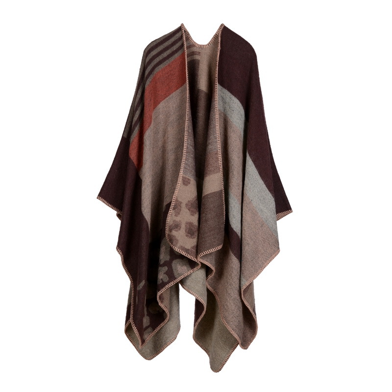 Women Lady Faux Cashmere Scarf Plaid Poncho Cape Floral Wrap Shawl Blanket Cloak 6#