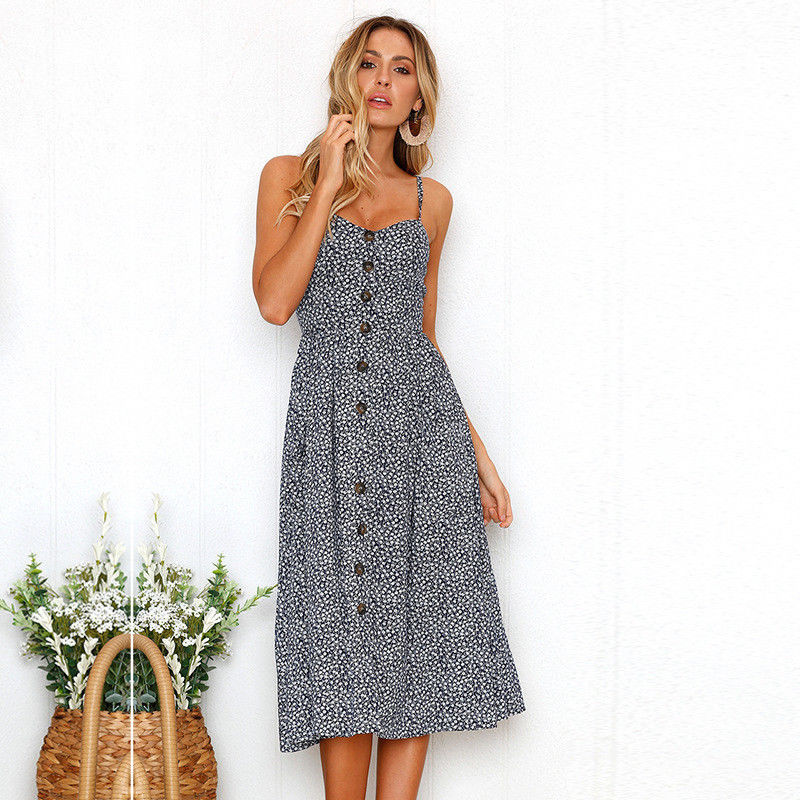 button down spaghetti strap dress