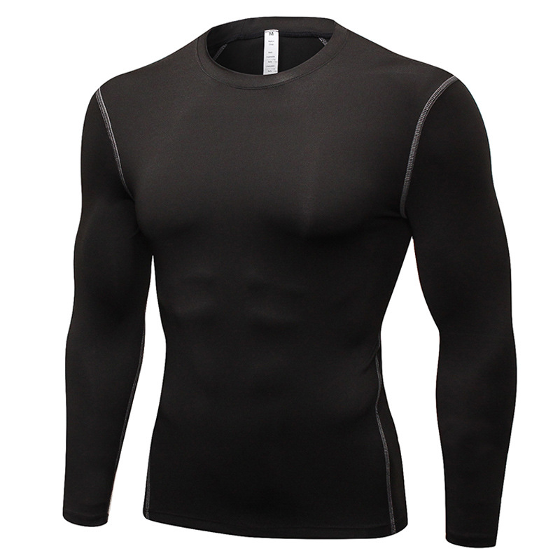 Men Pro Quick Dry Fitness Sport Run Yoga Exercise GYM Top Compression Tee Basketball Workout Hiking Board T Shirt black