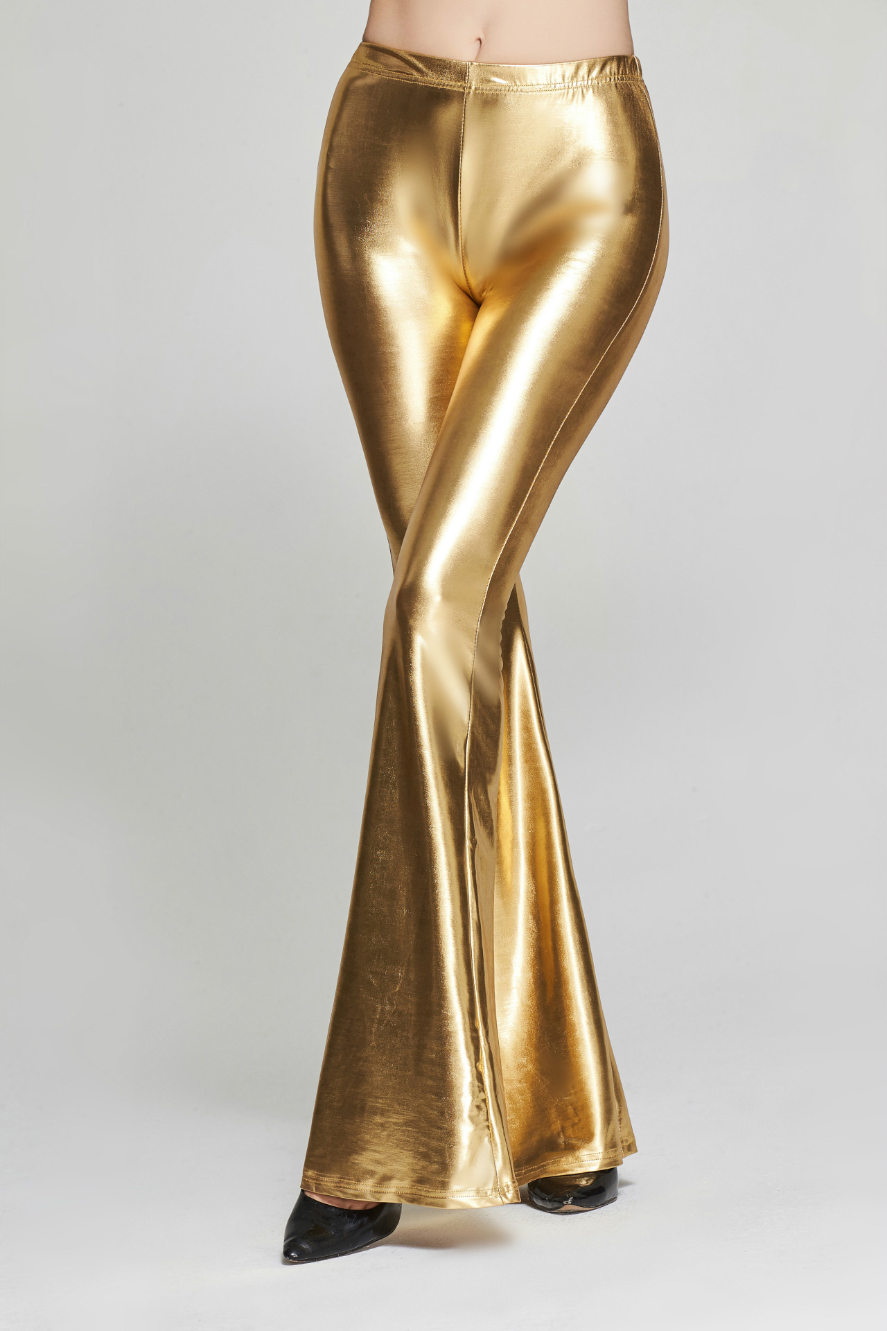 gold flare pants