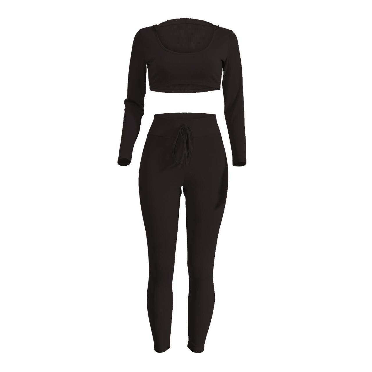 Spring Women Casaul Tracksuit Long Sleeve Hoodie+Pants Two pieces Leisure Sets Nightclub Party Suits black