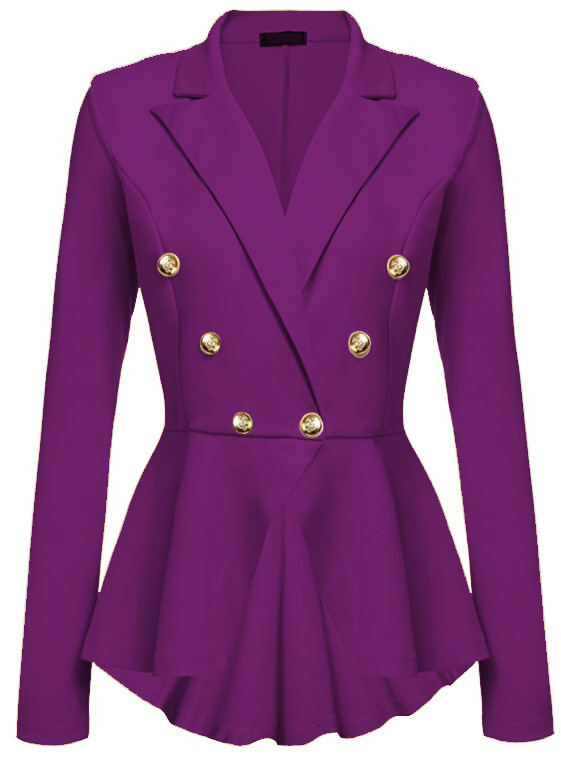 Women Slim Suit Coat Spring Autumn Metal Button Long Sleeve Double ...