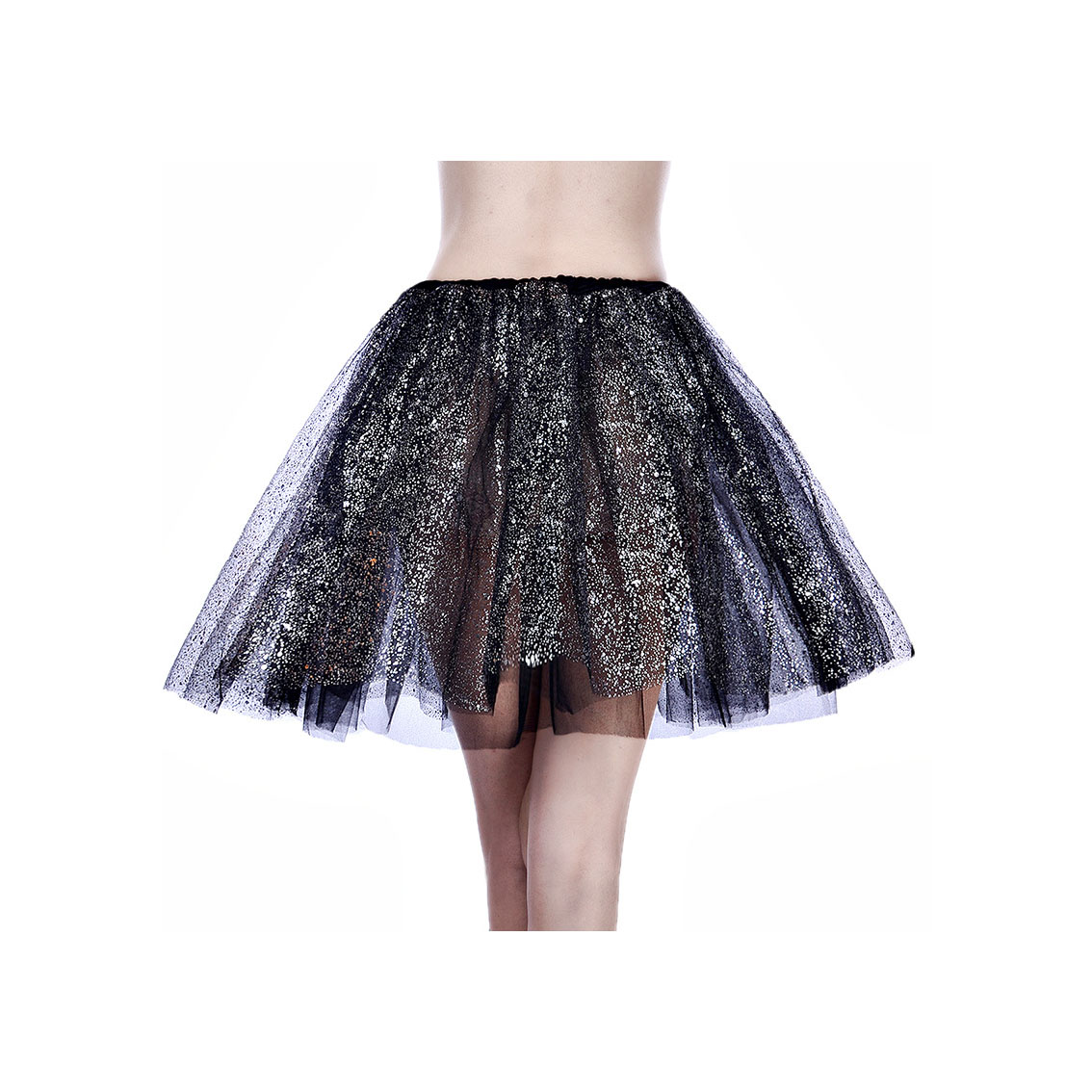 Adult Tutu Skirt Sequin Gilding Polka Dot 3 Layers Party Dance Ballet Pettiskirt Tulle Girl Mini Skirt Black