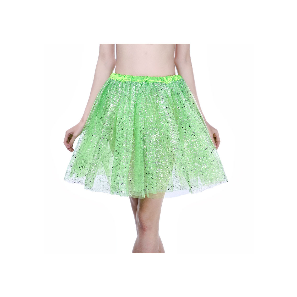 Adult Tutu Skirt Sequin Gilding Polka Dot 3 Layers Party Dance Ballet Pettiskirt Tulle Girl Mini Skirt Lime Green