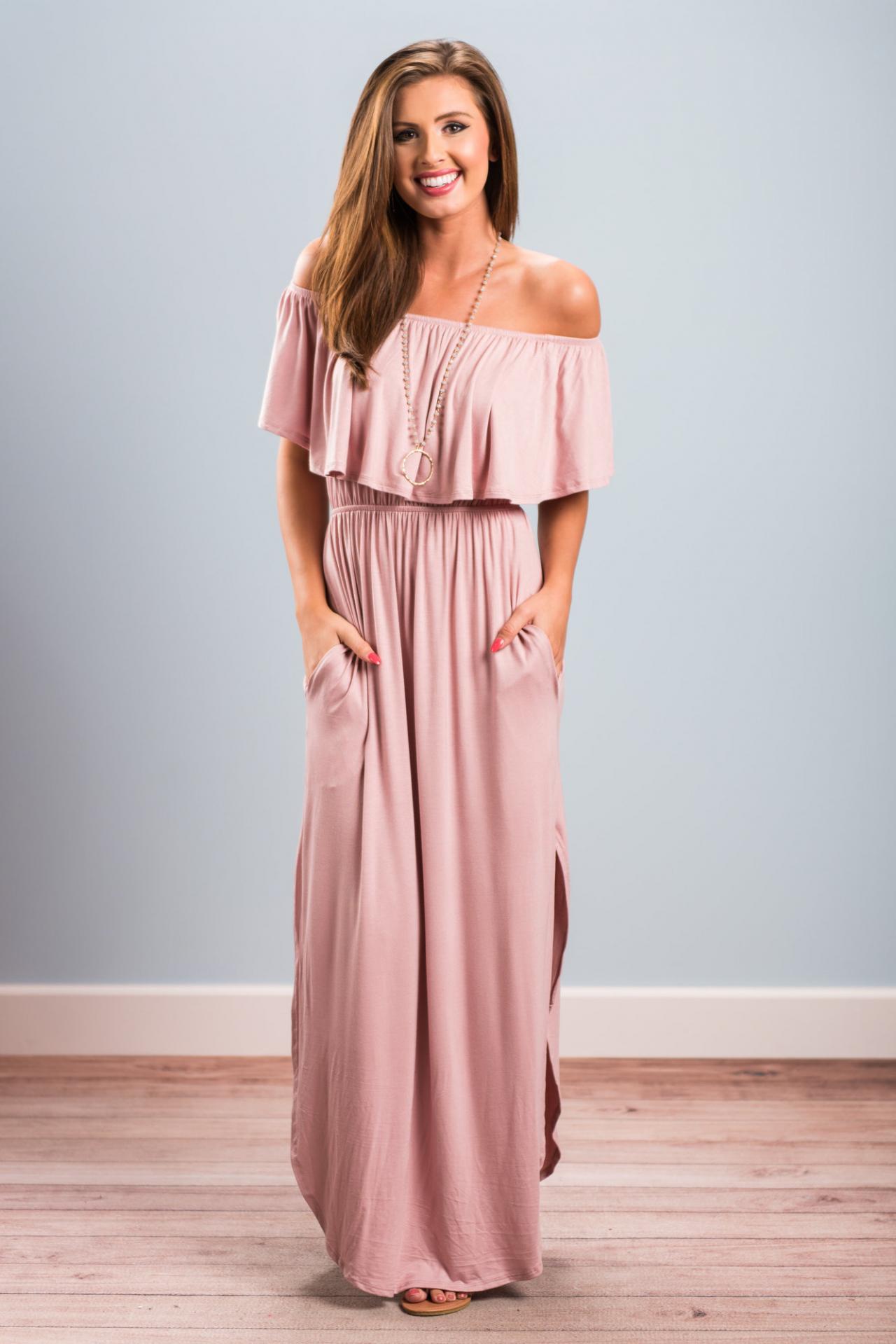 off shoulder casual maxi dress