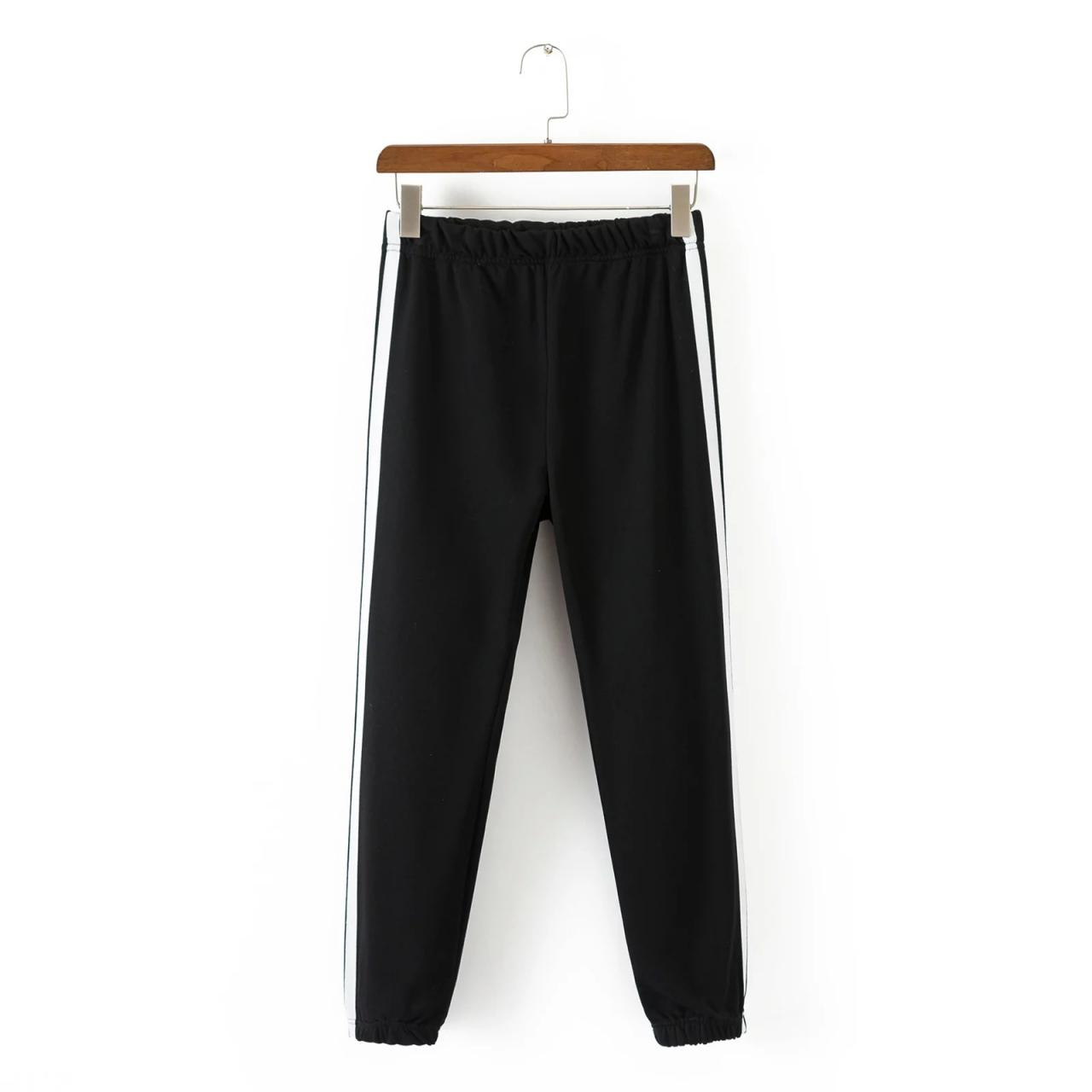 Black Casual Trousers, Joggers With Side White Stripe on Luulla