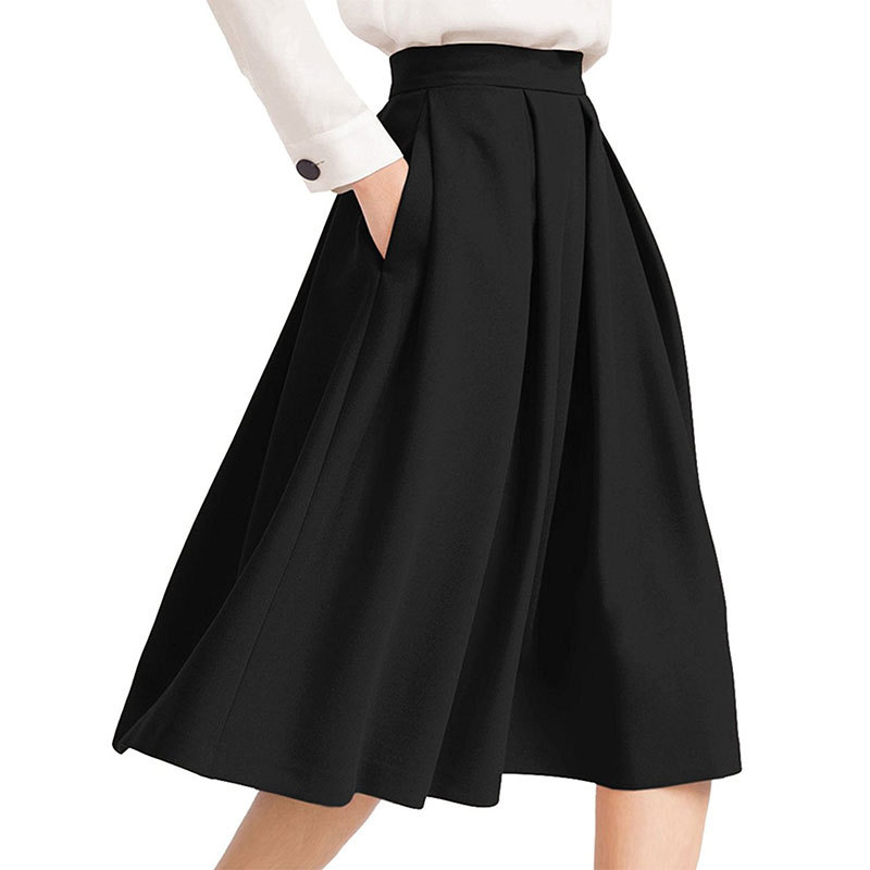 knee length black skater skirt