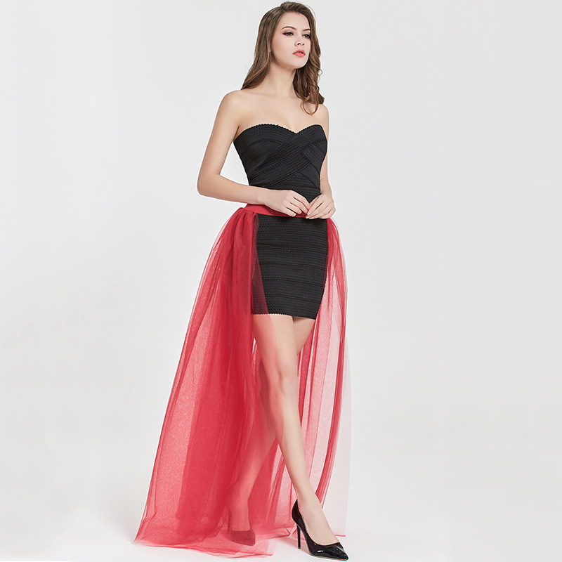 Women Maxi Skirt Floor Length Adult Ruched Tulle High Waist