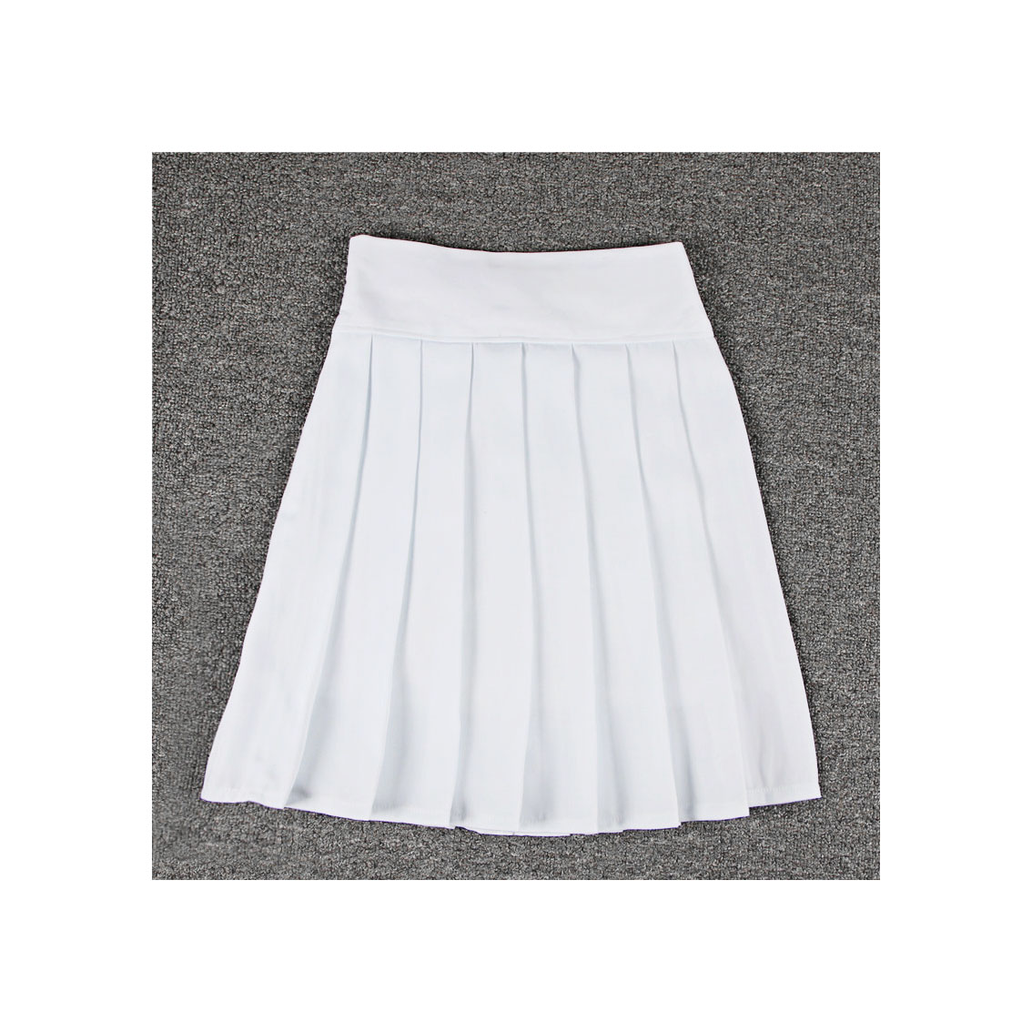 White High Rise Short Pleated Skater Skirt 