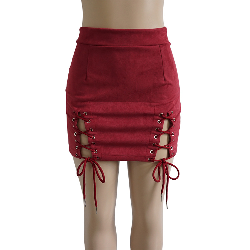 burgundy faux suede skirt