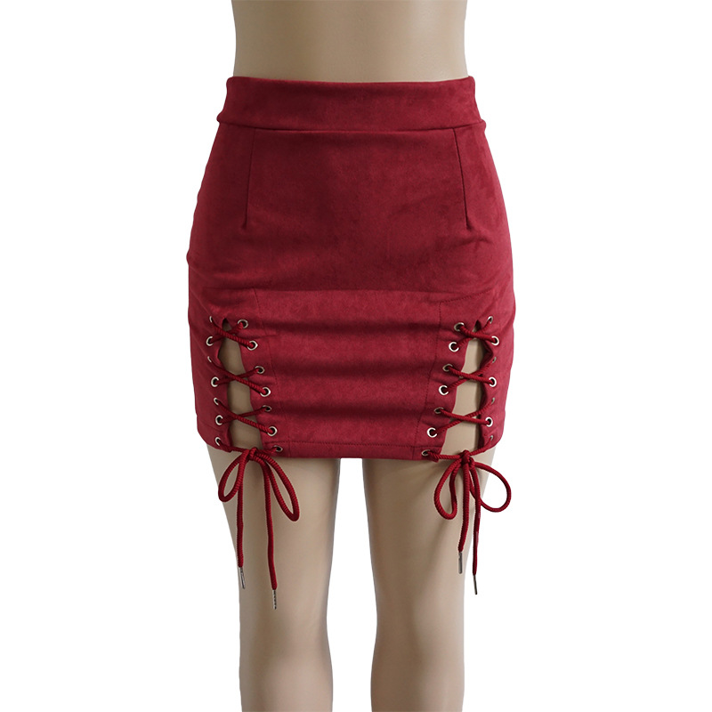 burgundy suede skirt