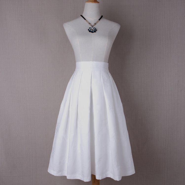 white midi skater skirt