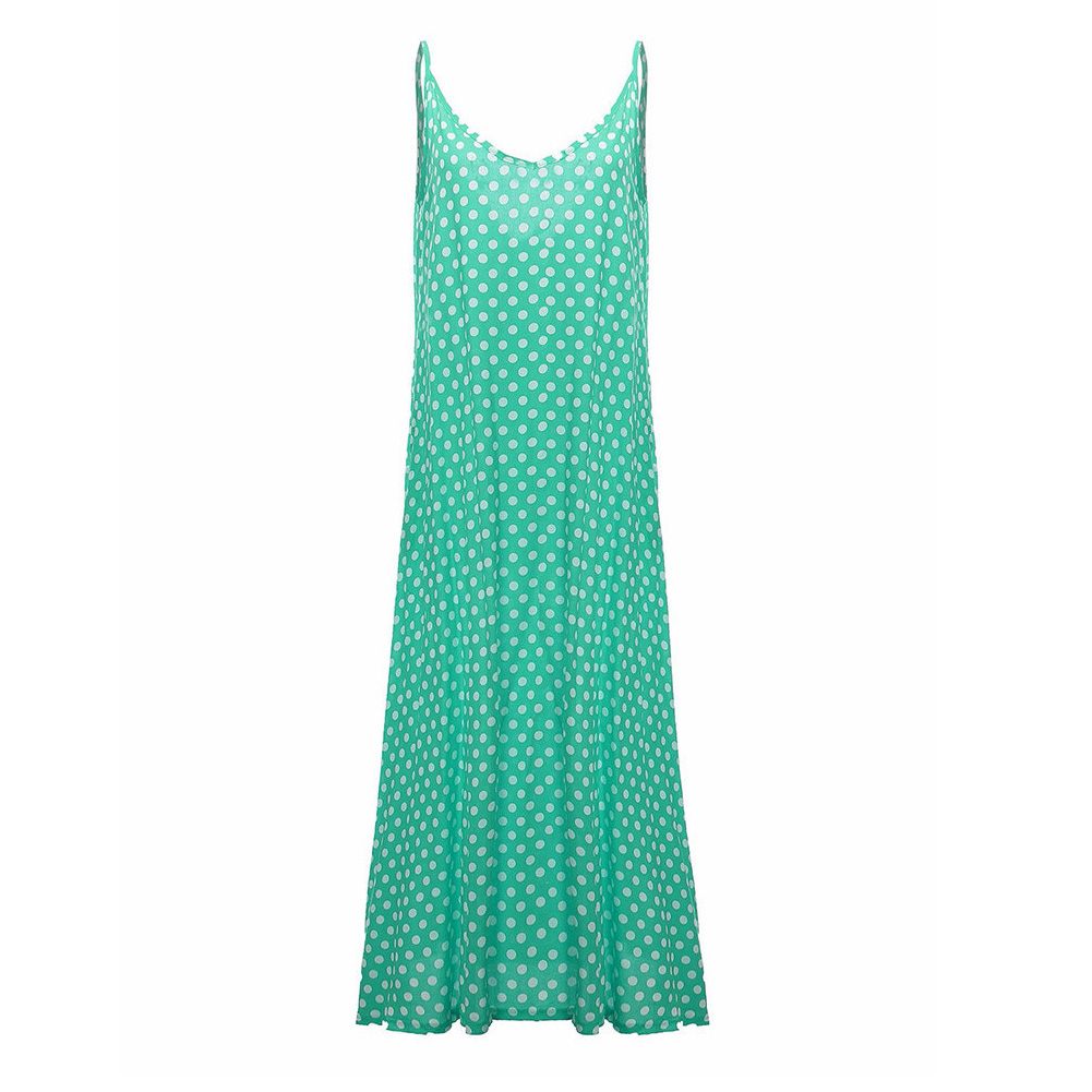 Women Summer Beach Maxi Dress Plus Size Spaghetti Strap Sleeveless