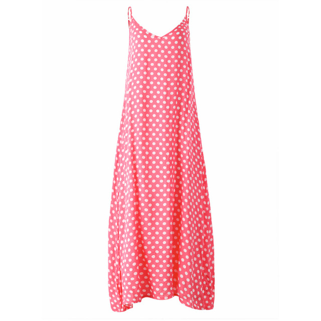 pink polka dot maxi dress