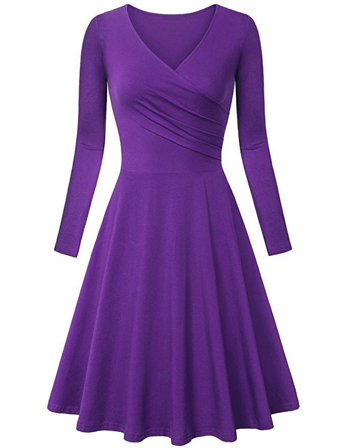 purple dress with sleeves