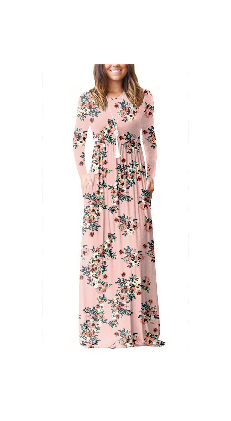 maxi dress floral long sleeve