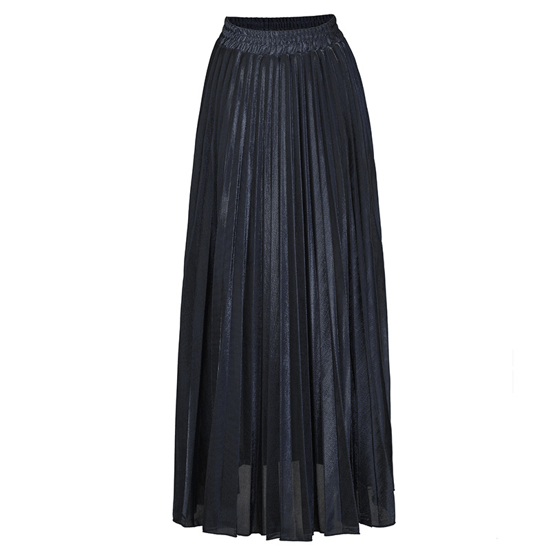 metallic long pleated skirt