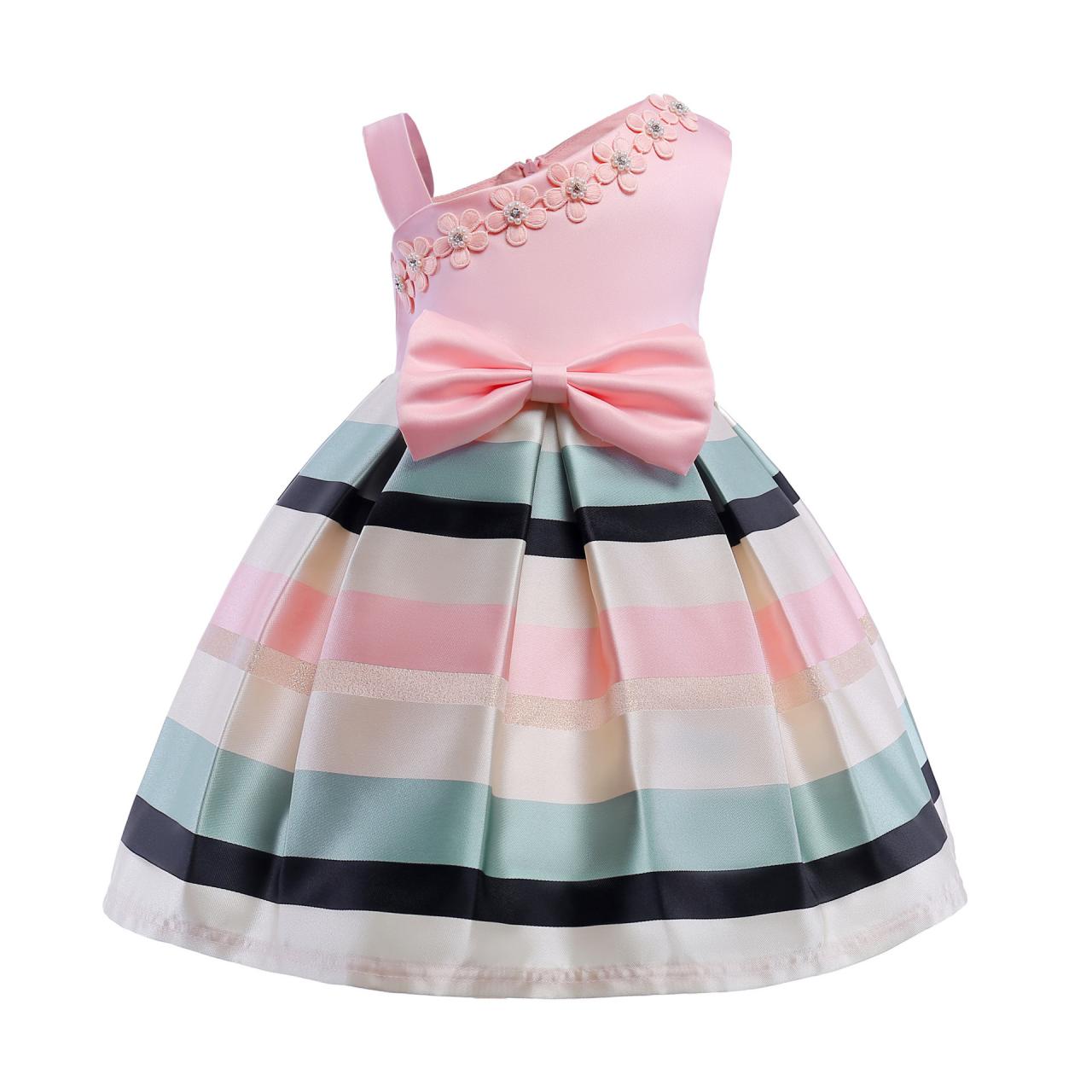 striped flower girl dress