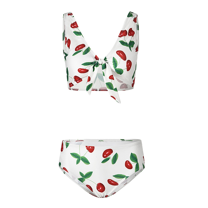 Women Floral Printed Bikini Set Summer Beach High Waisted Bow Swimsuit Swimwear Bathing Suit 7925-5