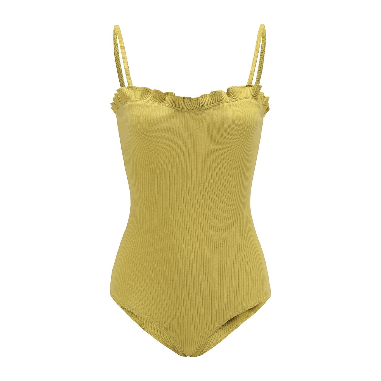 Women Bodysuit Sexy Spaghetti Strap Rompers Stringy Selvedge Summer Beach Bodycon Jumpsuit Vest yellow