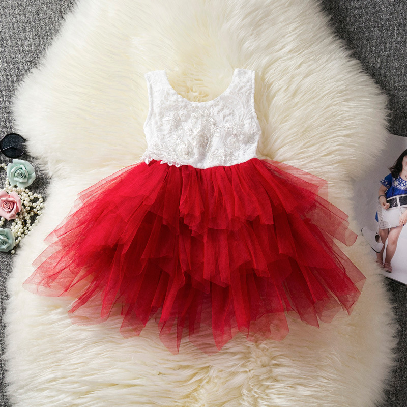 girls red tulle dress