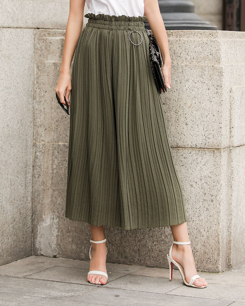 army green wide leg pants