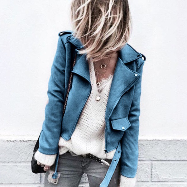 blue faux suede jacket