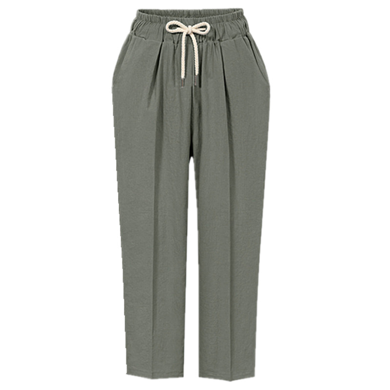 Women Harem Pants Autumn Drawstring High Waist Ankle Length Plus Size Casual Loose Trousers Army Green