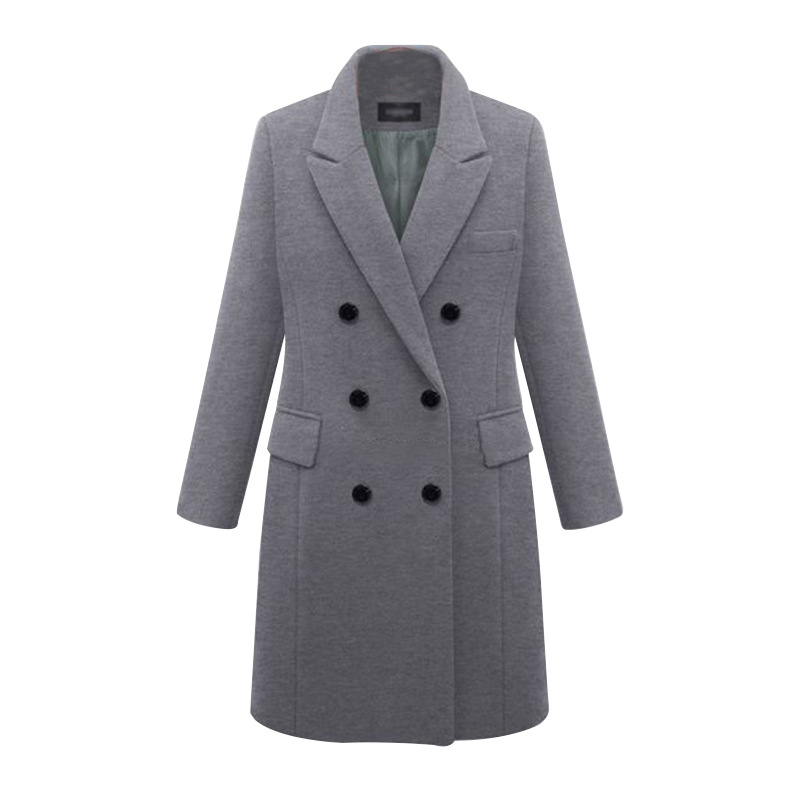 Double Breasted Long Wool Coat For Women Autumn Winter Ladies Long