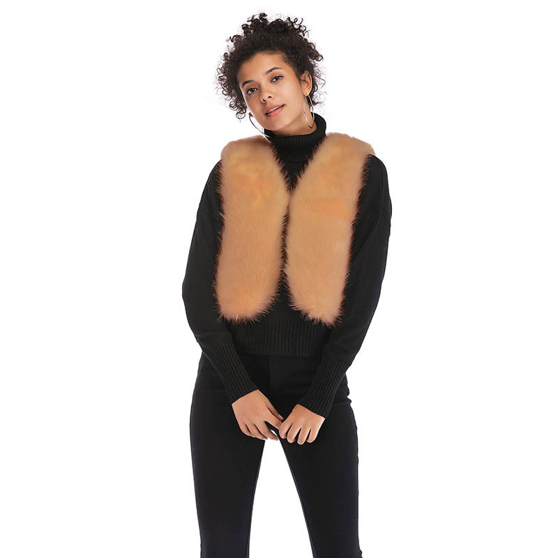 Women Faux Fur Waistcoat V Neck Winter Casual Short Vest Warm Slim Sleeveless Coat Outwear Khaki